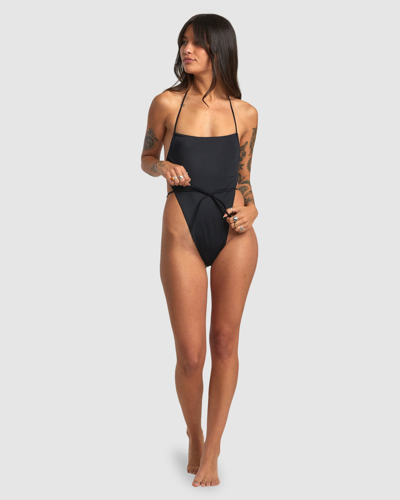 Womens Solid Swenddal One Piece Med French