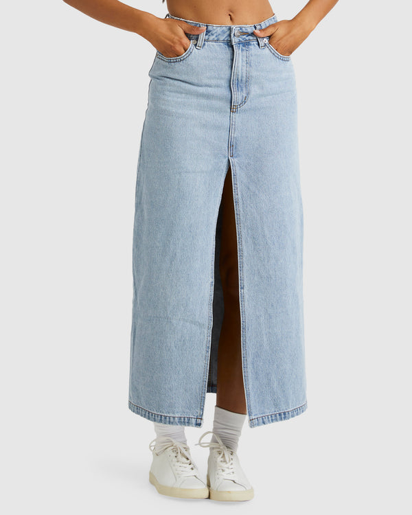 Womens Denim Midi Skirt