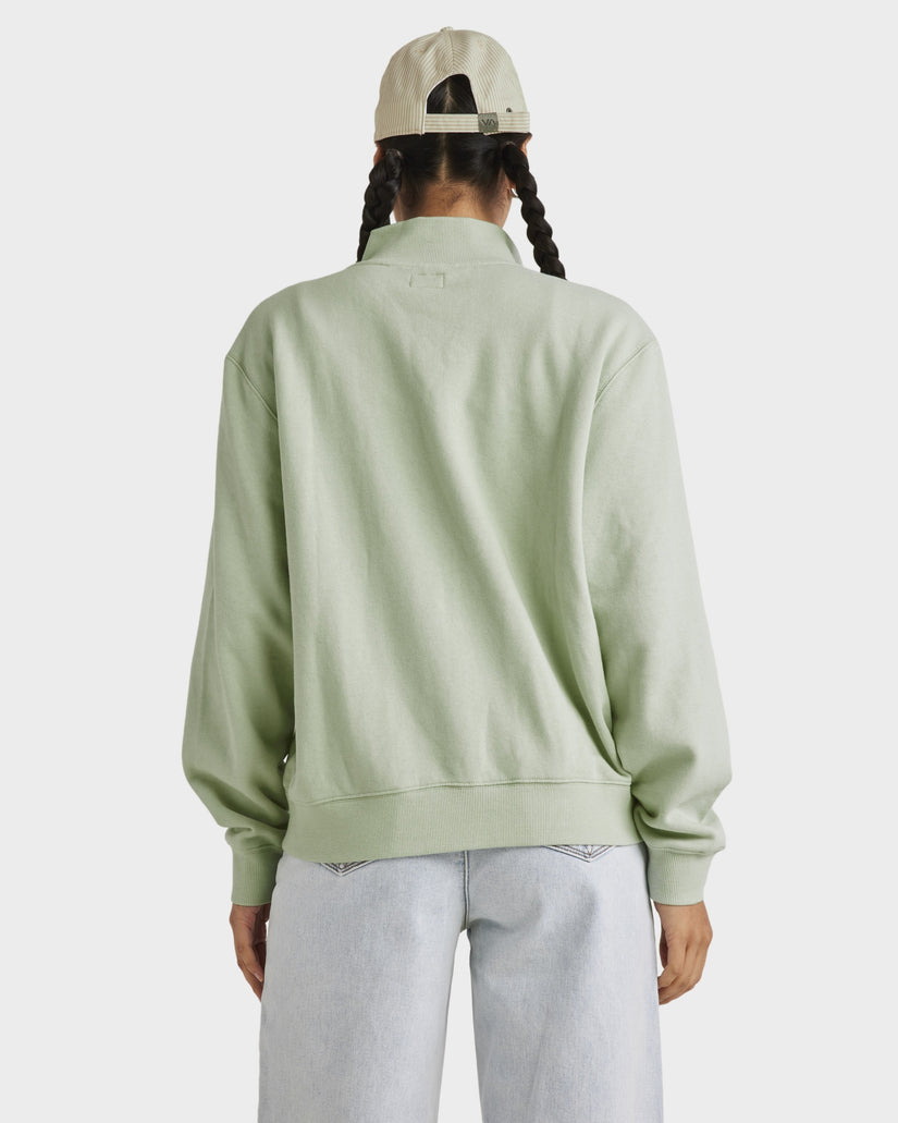 Womens Matcha Slouched Zip Thru Fleece