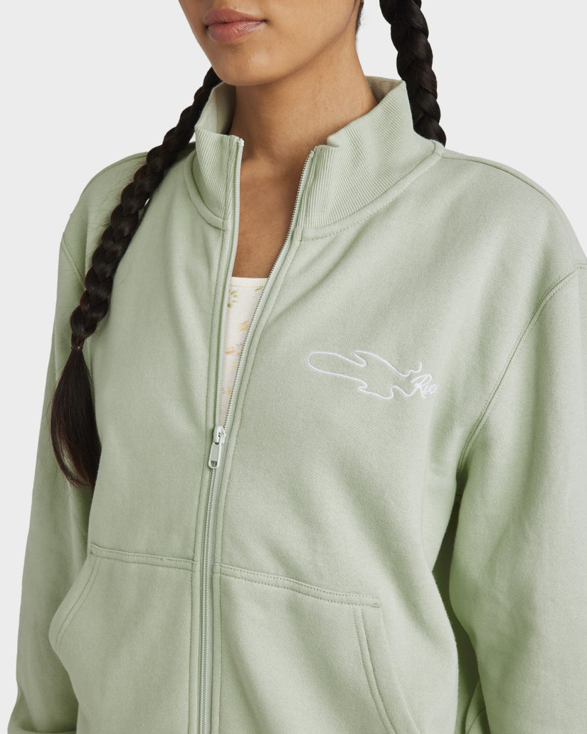 Womens Matcha Slouched Zip Thru Fleece