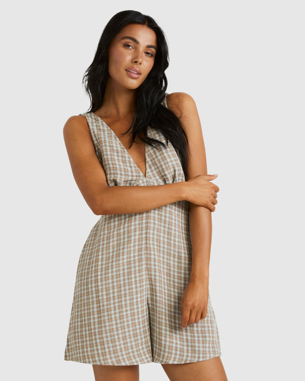 Womens Claire Plaid Romper