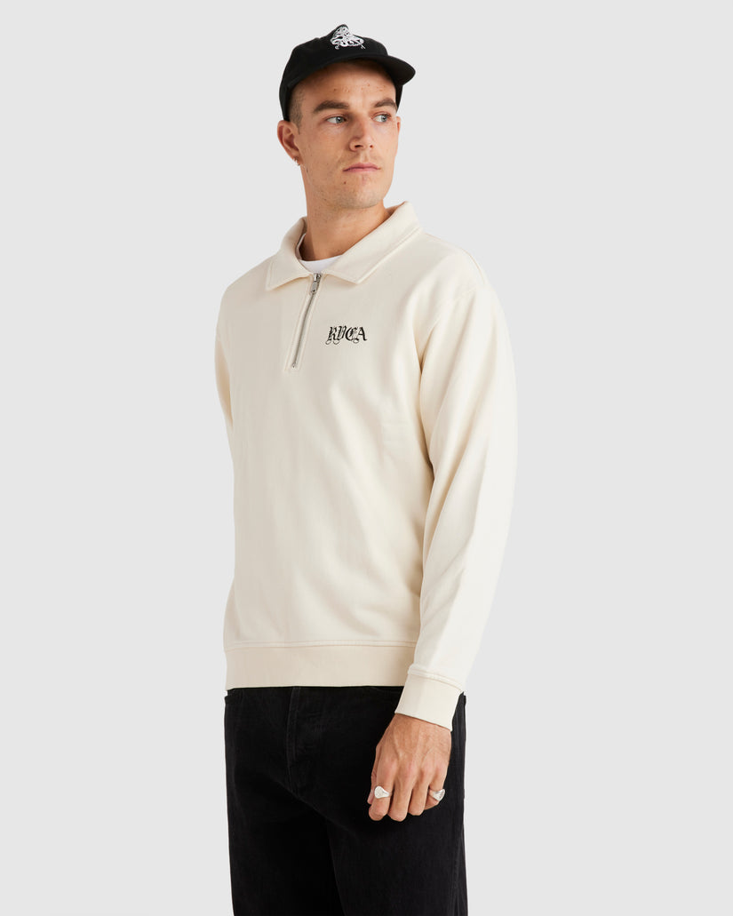 Mens Benj Half Zip Collared Crew