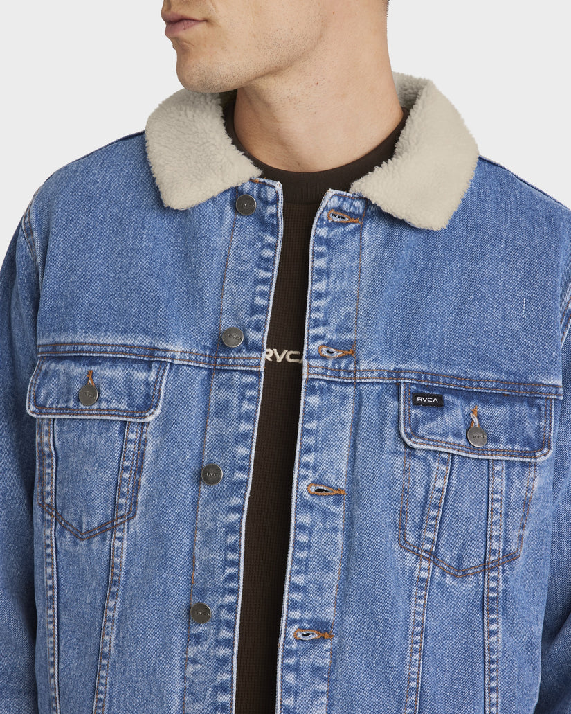 Mens Denim Sherpa Trucker Jacket