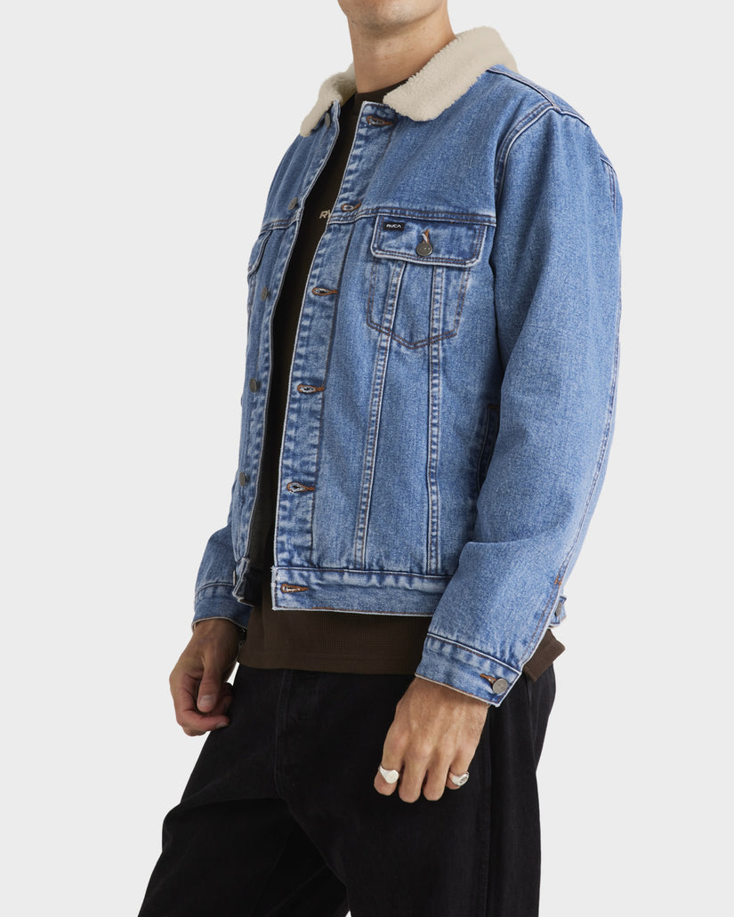 Mens Denim Sherpa Trucker Jacket