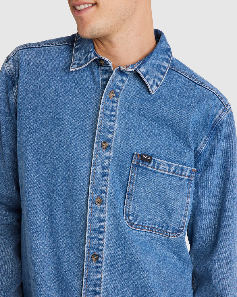 Mens RVCA Classics Denim Long Sleeve Top