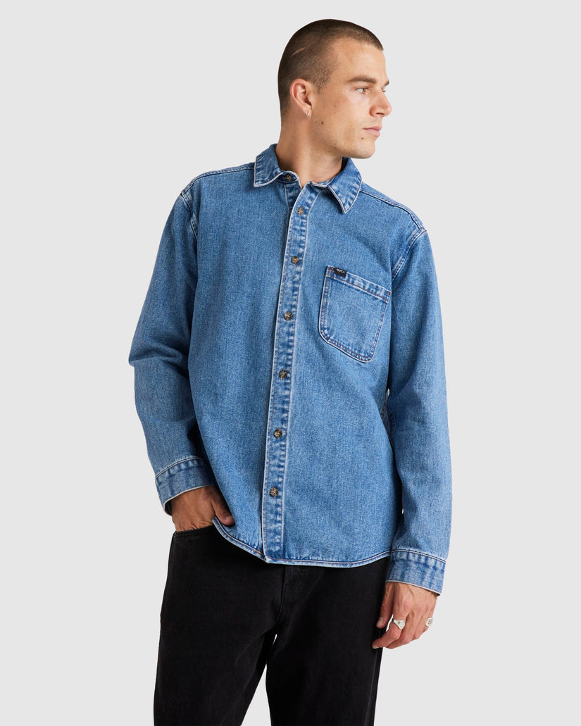 Mens RVCA Classics Denim Long Sleeve Top